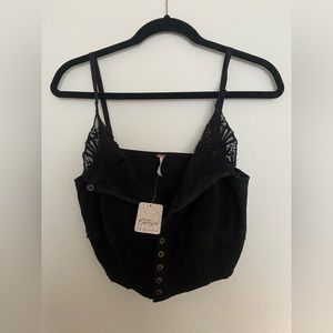 Free people lace button corset tank